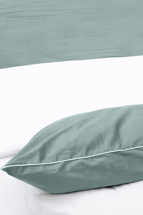 Koza Home Linda Green Velvet Double Duvet Cover Set 200x220 4 Pillows 5009 200 x 220