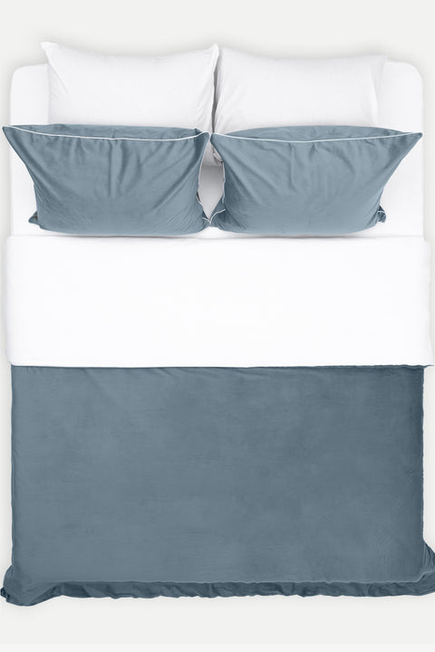 Koza Home Linda Navy Blue Velvet Double Duvet Cover Set 200x220 4 Pillows 5010 200 x 220