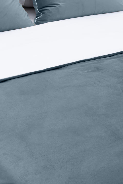 Koza Home Linda Navy Blue Velvet Double Duvet Cover Set 200x220 4 Pillows 5010 200 x 220