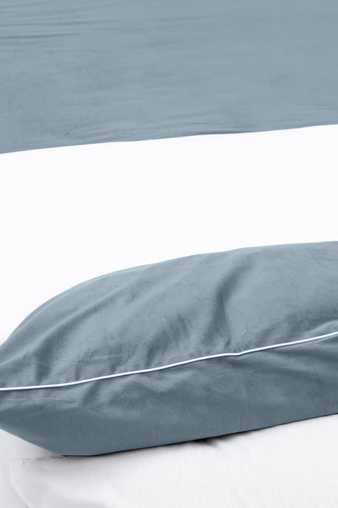 Koza Home Linda Navy Blue Velvet Double Duvet Cover Set 200x220 4 Pillows 5010 200 x 220