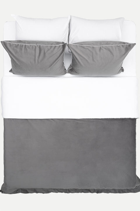 Koza Home Linda Anthracite Velvet Double Duvet Cover Set 200x220 4 Pillows 5011 200 x 220
