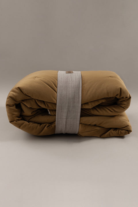 Koza Home Elite Mustard Velvet Double Bedspread 230x250 2 Pillow 50x70 5022 230 x 250