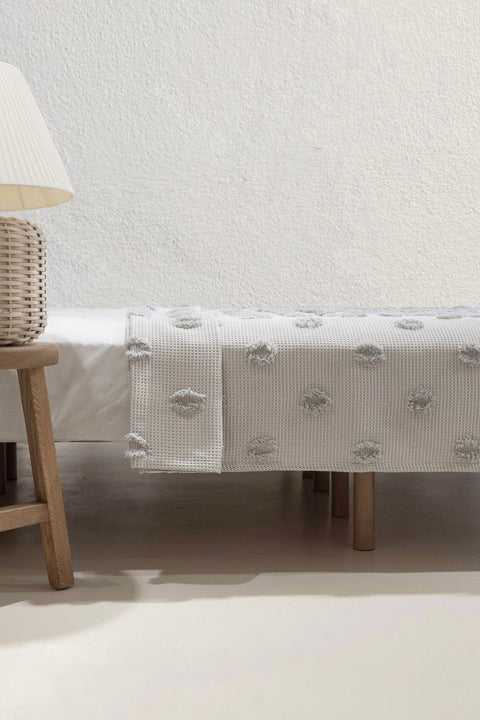 Koza Home Wanda Gray Double Edge Tasseled Blanket 220x240 5025 220 x 240