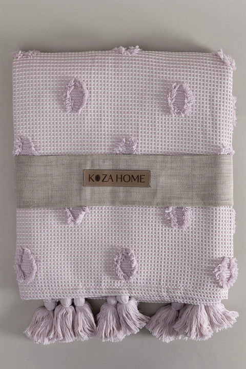 Koza Home Wanda Lilac Double Edge Tasseled Blanket 220x240 5025 220 x 240