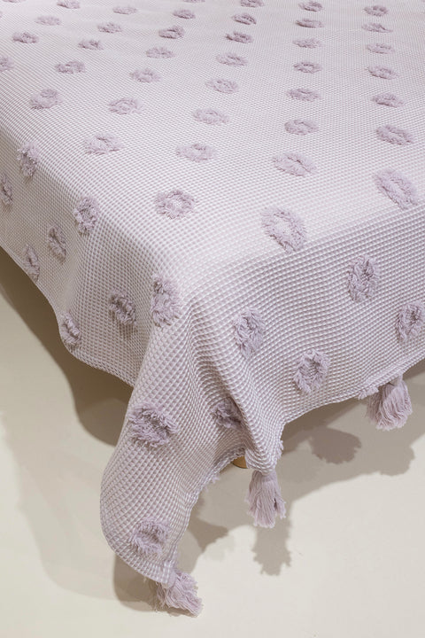 Koza Home Wanda Lilac Double Edge Tasseled Blanket 220x240 5025 220 x 240