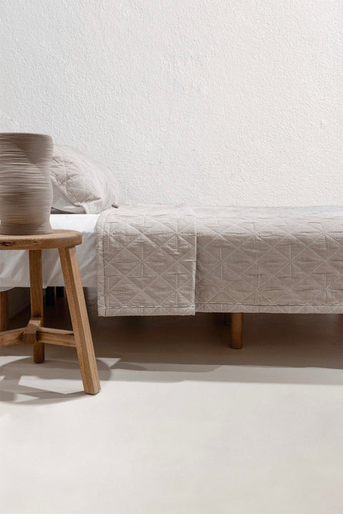 Koza Home Stella Beige Double Bedspread with Diamond Pattern 230x250 2 Pillow 50x70 5029 230 x 250