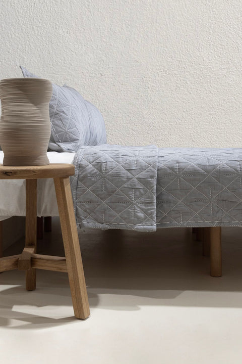 Koza Home Stella Navy Blue Double Bedspread with Diamond Pattern 230x250 2 Pillow 50x70 5030 230 x 250