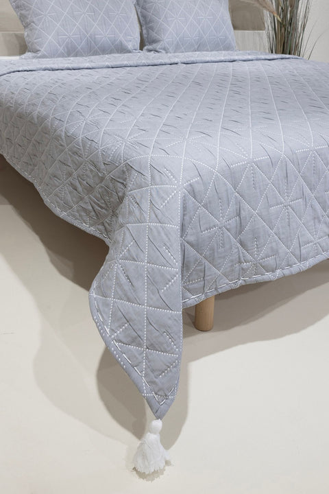 Koza Home Stella Navy Blue Double Bedspread with Diamond Pattern 230x250 2 Pillow 50x70 5030 230 x 250