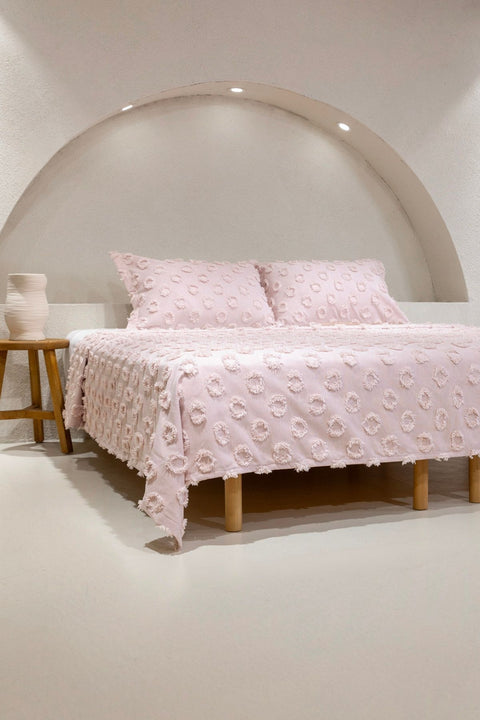 Koza Home Sitra Powder Double Tassel Bedspread 230x250 2 Pillow 50x70 5032 230 x 250