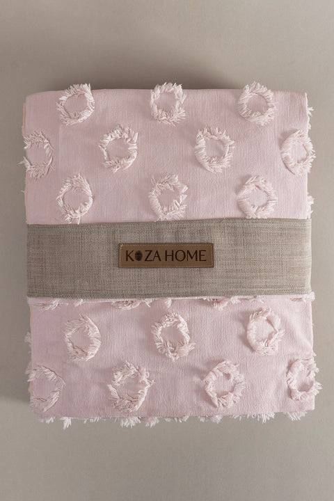 Koza Home Sitra Powder Double Tassel Bedspread 230x250 2 Pillow 50x70 5032 230 x 250