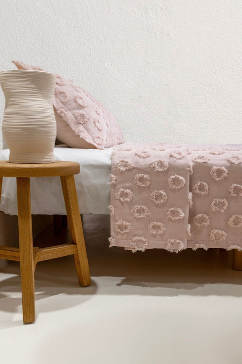 Koza Home Sitra Powder Double Tassel Bedspread 230x250 2 Pillow 50x70 5032 230 x 250