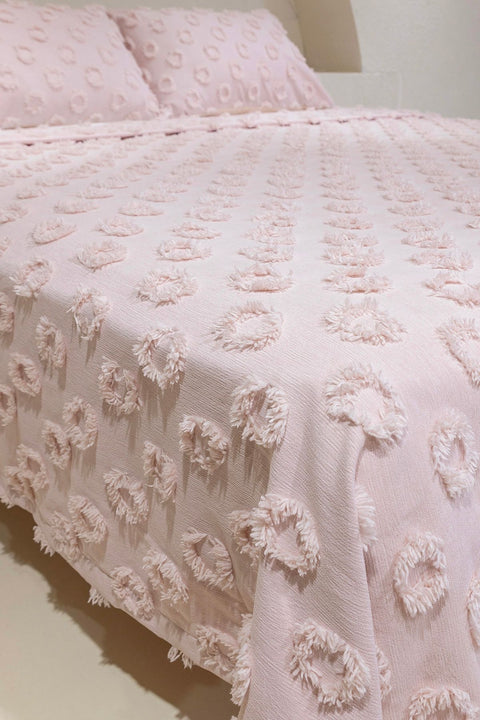 Koza Home Sitra Powder Double Tassel Bedspread 230x250 2 Pillow 50x70 5032 230 x 250