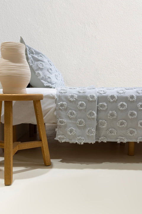 Koza Home Sitra Gray Double Tasseled Bedspread 230x250 2 Pillow 50x70 5033 230 x 250