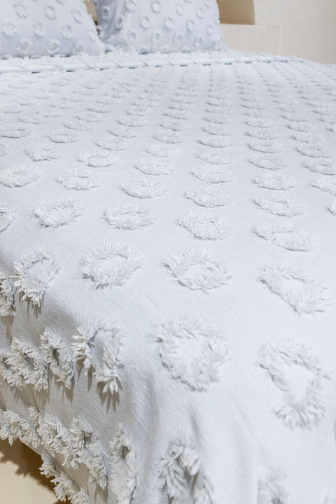 Koza Home Sitra Gray Double Tasseled Bedspread 230x250 2 Pillow 50x70 5033 230 x 250