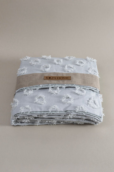 Koza Home Sitra Gray Double Tasseled Bedspread 230x250 2 Pillow 50x70 5033 230 x 250