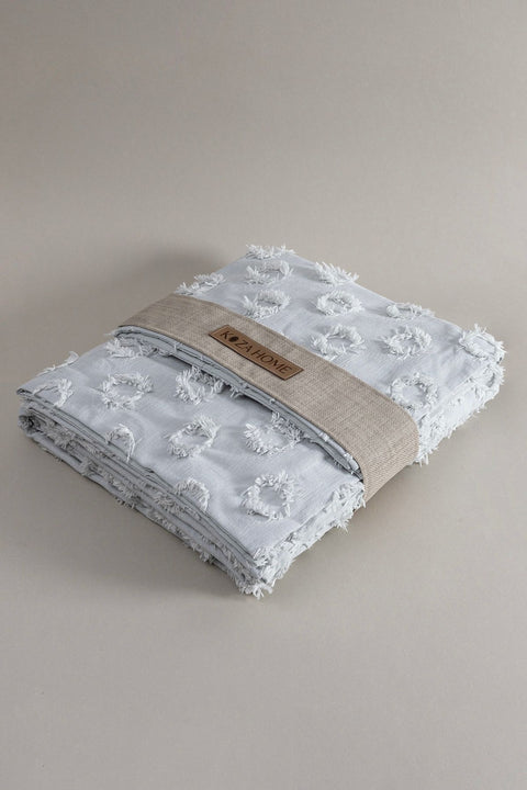 Koza Home Sitra Gray Double Tasseled Bedspread 230x250 2 Pillow 50x70 5033 230 x 250