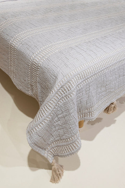 Koza Home Assos Beige Stone Wash Double Bedspread 230x250 5036 230 x 250