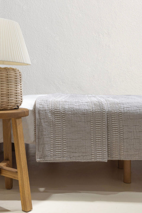 Koza Home Assos Beige Stone Wash Double Bedspread 230x250 5036 230 x 250