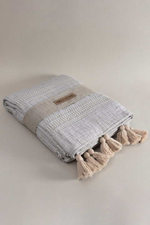 Koza Home Assos Beige Stone Wash Double Bedspread 230x250 5036 230 x 250