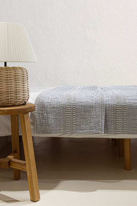 Koza Home Assos Gray Stone Wash Double Bedspread 230x250 5037 230 x 250