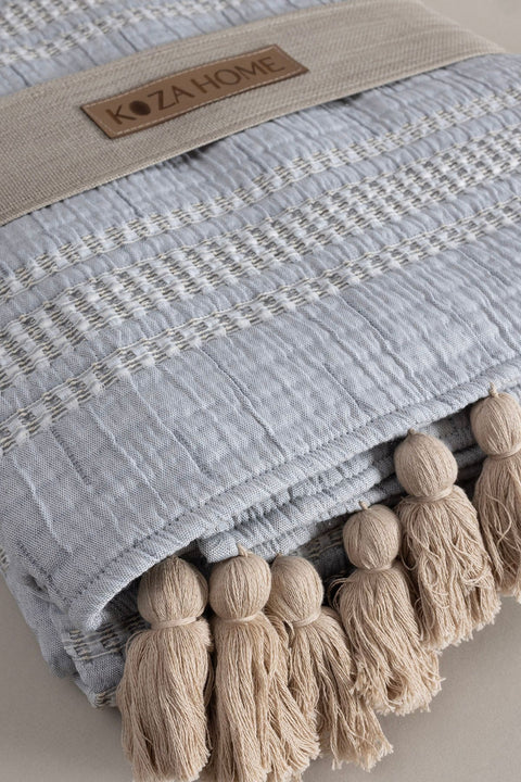 Koza Home Assos Gray Stone Wash Double Bedspread 230x250 5037 230 x 250