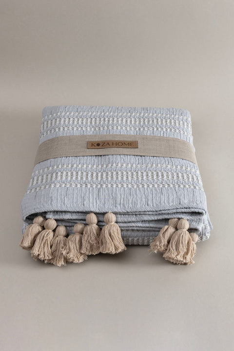 Koza Home Assos Gray Stone Wash Double Bedspread 230x250 5037 230 x 250