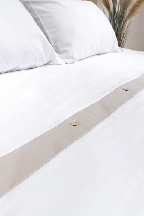 Koza Home Dave Gray Mother of Pearl Buttoned Double Duvet Cover Set 200x220 4 Pillows 5042 200 x 220