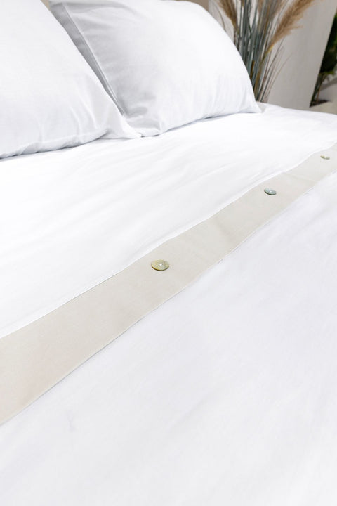 Koza Home Dave Ivory Mother of Pearl Buttoned Double Duvet Cover Set 200x220 4 Pillows 5043 200 x 220