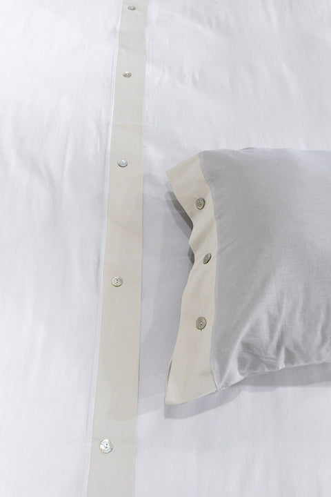 Koza Home Dave Ivory Mother of Pearl Buttoned Double Duvet Cover Set 200x220 4 Pillows 5043 200 x 220