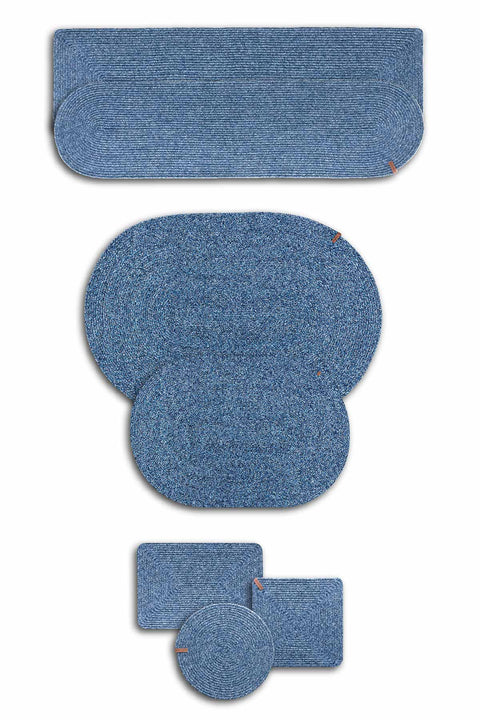 Koza Home Cesta Handmade Knitted Navy Blue Cornered Runner 37x136 4018 37 x 136