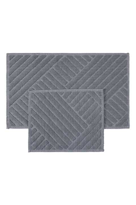 Koza Home Medea Gray 2-Piece Cotton Bathroom Mat Set 60x100 60x50 8593 60 x 100-60 x 50