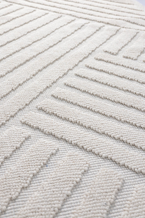 Koza Home Medea Cream 2-Piece Cotton Bath Mat Set 60x100 60x50 8594 60 x 100-60 x 50