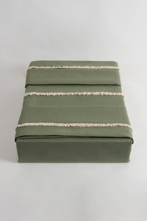 Koza Home Boho Fringed Green Duvet Cover Set Double 200 x 220 7030A 200 x 220