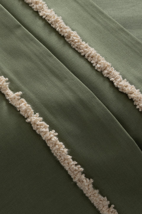 Koza Home Boho Fringed Green Duvet Cover Set Double 200 x 220 7030A 200 x 220