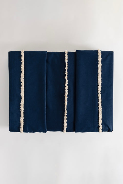 Koza Home Boho Fringed Blue Duvet Cover Set Double 200 x 220 7031A 200 x 220