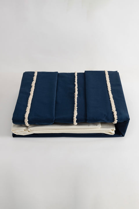 Koza Home Boho Fringed Blue Duvet Cover Set Double 200 x 220 7031A 200 x 220