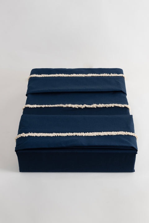 Koza Home Boho Fringed Blue Duvet Cover Set Double 200 x 220 7031A 200 x 220