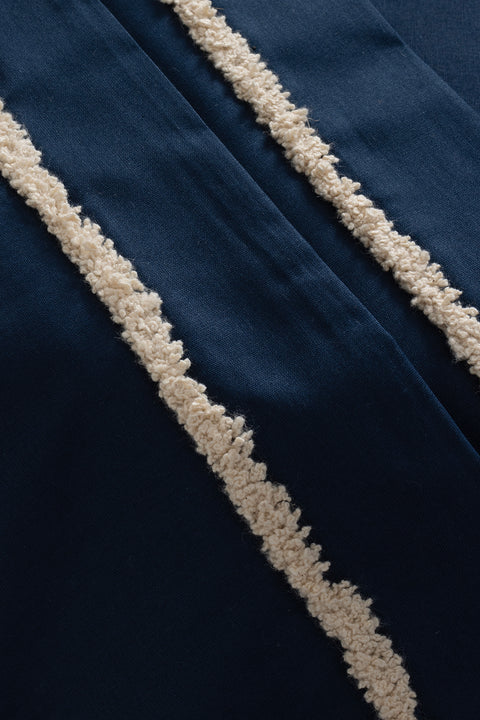 Koza Home Boho Fringed Blue Duvet Cover Set Double 200 x 220 7031A 200 x 220