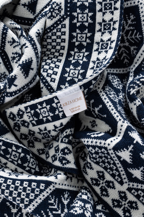 Koza Home Destino Blue New Year Christmas Patterned Tv Blanket 130x170 2022 130 x 170