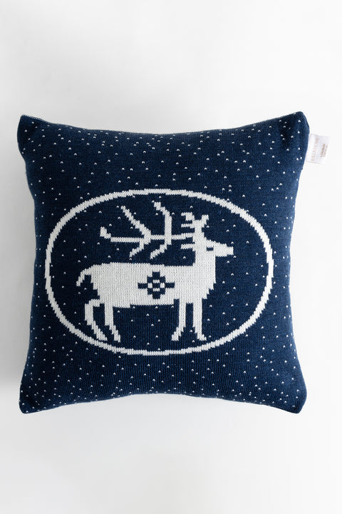 Koza Home Destino Blue New Year Christmas Deer Patterned Square Cushion Cover 45x45 2027 45 x 45