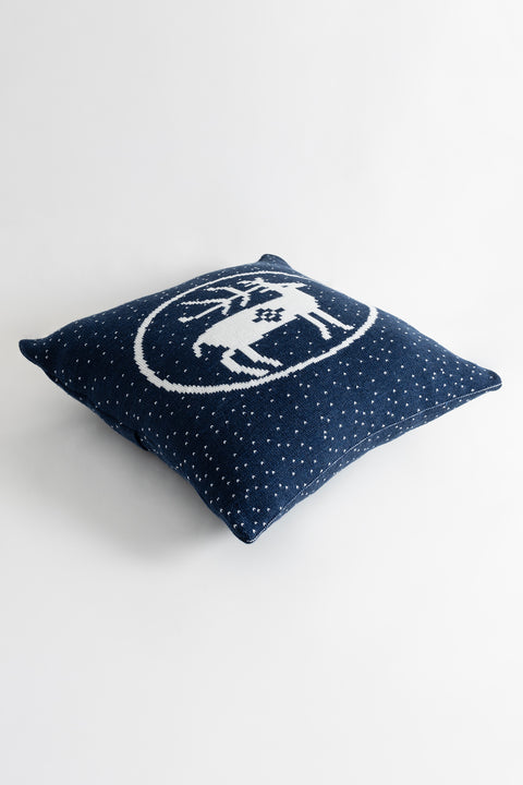 Koza Home Destino Blue New Year Christmas Deer Patterned Square Cushion Cover 45x45 2027 45 x 45