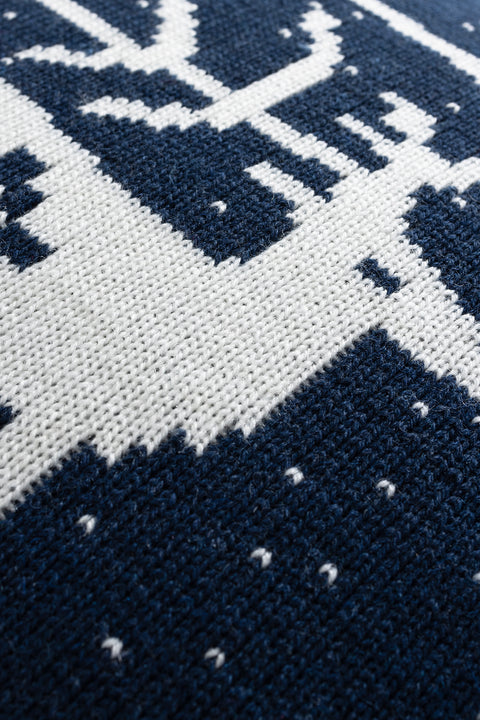 Koza Home Destino Blue New Year Christmas Deer Patterned Square Cushion Cover 45x45 2027 45 x 45