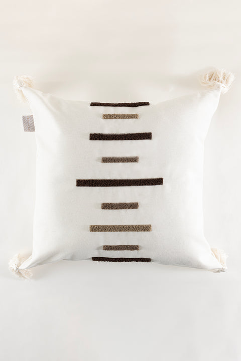 Koza Home Craft Multi Stripe Patterned Tassel Bead Fiber Filled Cushion 43 x 43 35300A 43 x 43