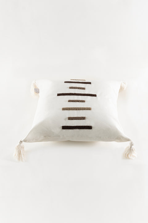 Koza Home Craft Multi Stripe Patterned Tassel Bead Fiber Filled Cushion 43 x 43 35300A 43 x 43