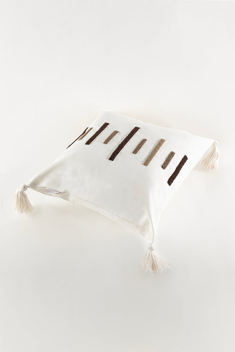 Koza Home Craft Multi Stripe Patterned Tassel Bead Fiber Filled Cushion 43 x 43 35300A 43 x 43