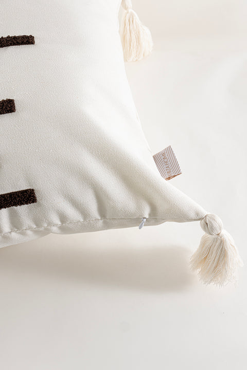 Koza Home Craft Multi Stripe Patterned Tassel Bead Fiber Filled Cushion 43 x 43 35300A 43 x 43