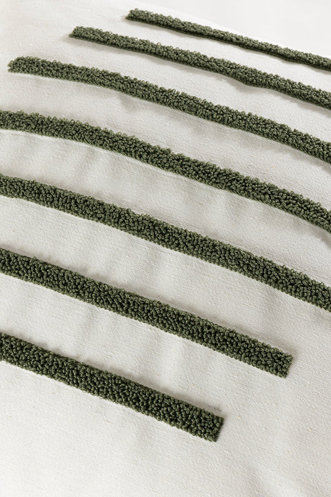 Koza Home Craft Green Stripe Patterned Tassel Beaded Fiber Filled Cushion 43 x 43 35301A 43 x 43