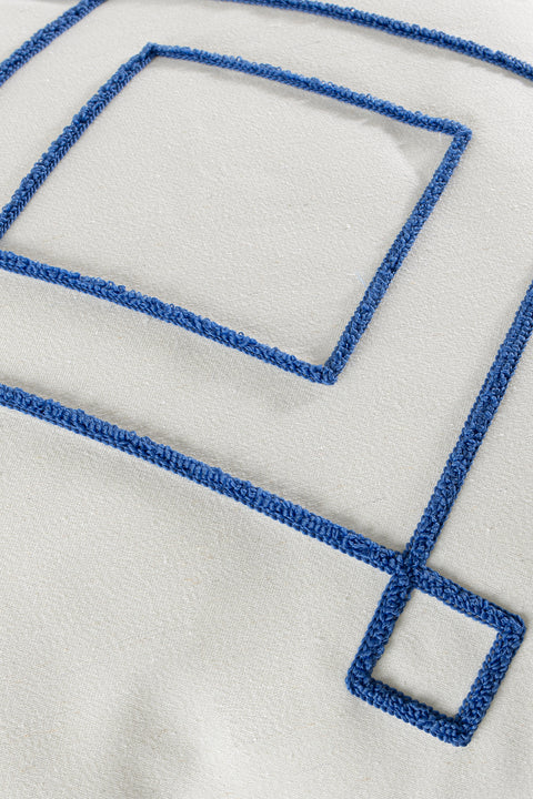 Koza Home Craft Blue Diamond Slice Patterned Tassel Beaded Fiber Filled Cushion 43 x 43 35303A 43 x 43