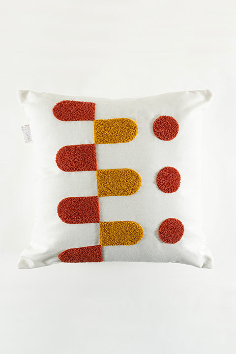 Koza Home Craft Mustard Tile Circular Patterned Beaded Fiber Filled Cushion 43 x 43 35305A 43 x 43