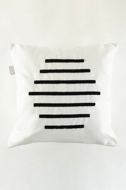 Koza Home Craft Black Stripe Patterned Beaded Fiber Filled Cushion 43 x 43 35306A 43 x 43